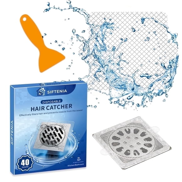 Siftenia Atrapacabello Desechable, Malla de fibra de vidrio, Paquete de 40, para Ducha/Bañera/Baño