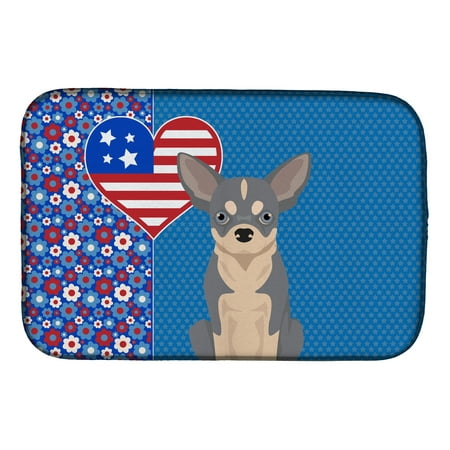 

Blue and White Chihuahua USA American Dish Drying Mat 14 in x 21 in