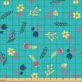 thumbnail image 2 of Ambesonne Floral Fabric by the Yard Upholstery, Ethnic Bohemian Flora Art, 3 Yards, Dark Seafoam Pink Yellow, 2 of 5