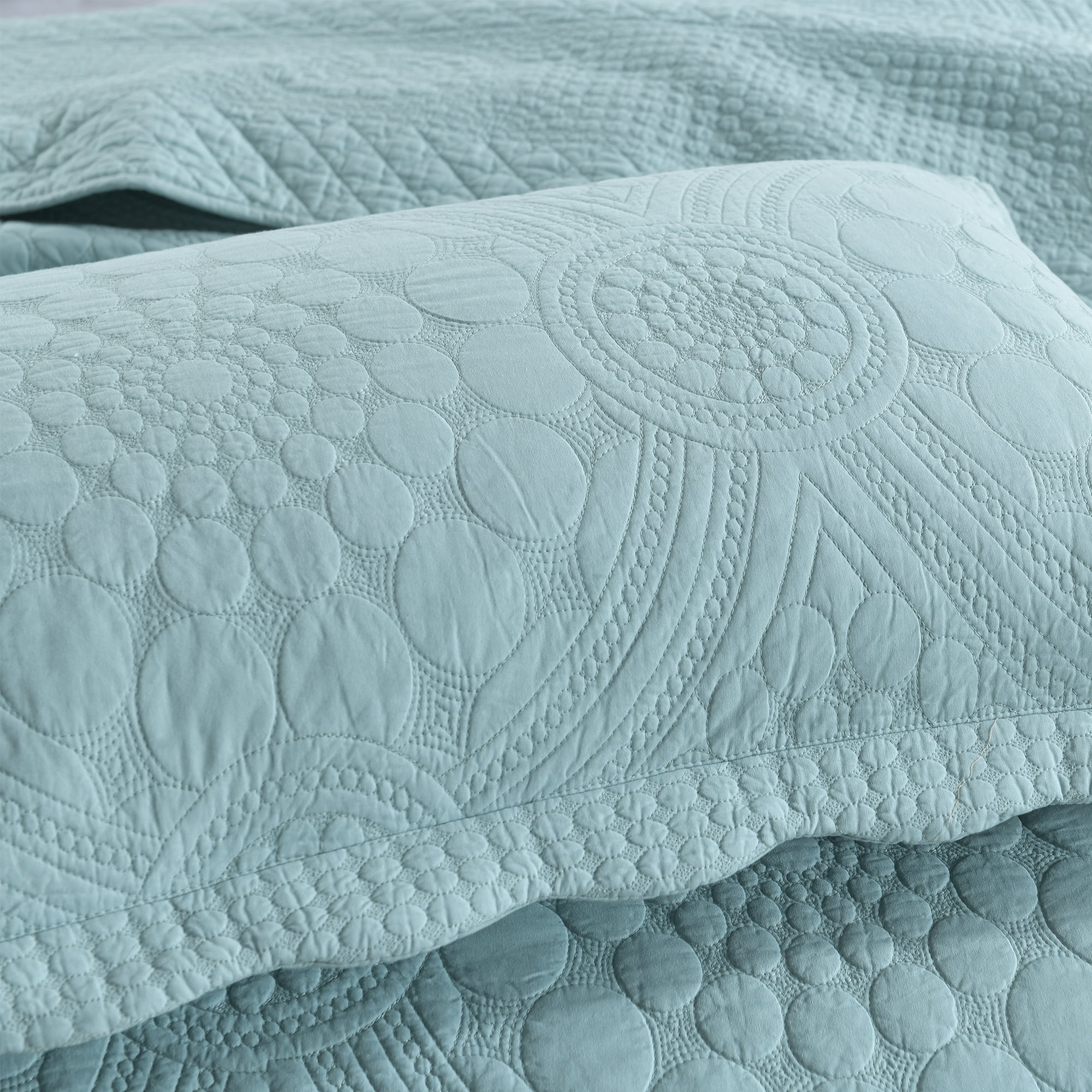 MarCielo 3-Pieces Angel Blue Quilt Coverlet Bedding Sets, King