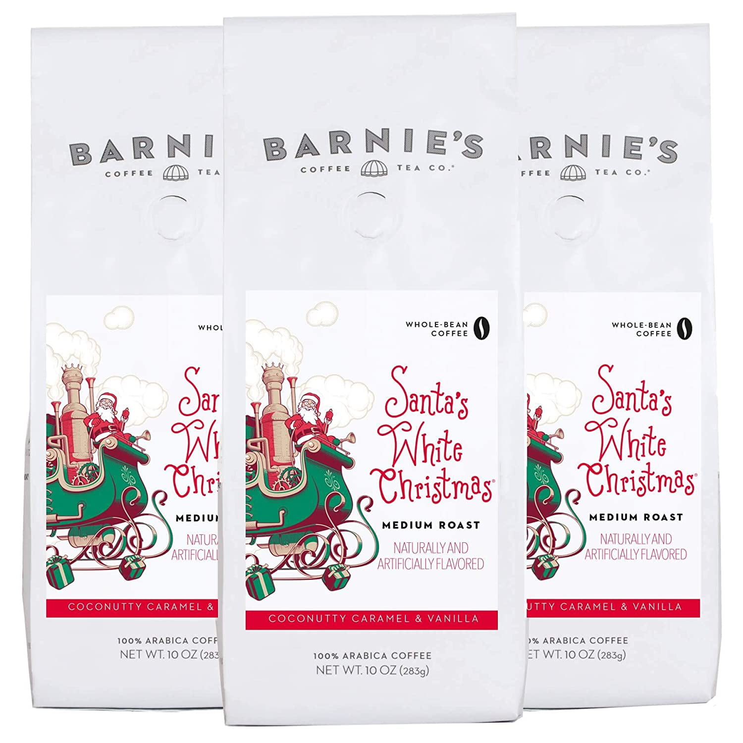 Barnies Coffee & Tea Santas White Christmas, Whole Bean Coffee, Medium