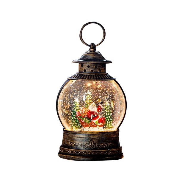 Lámpara de nieve musical Linterna Ilumina Navidad Decoración de Navidad Elegante trineo de Papá Noel Yuyangstore Linterna de luz musical