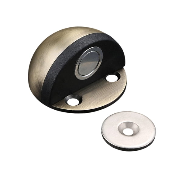 Door Stoppers 1 Pc, Magnetic Door Stop, Self Adhesive, Black Floor Door Stops for Bottom of Door, Brushed Satin Stainless Steel, Magnetic Door Catch Door Holder, 1.77 Inch, F
