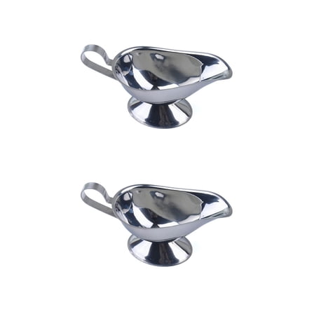 OUNONA 2pcs Thick Stainless Steel Gravy Boat Sauce for Restaurant Jug Server Pourer