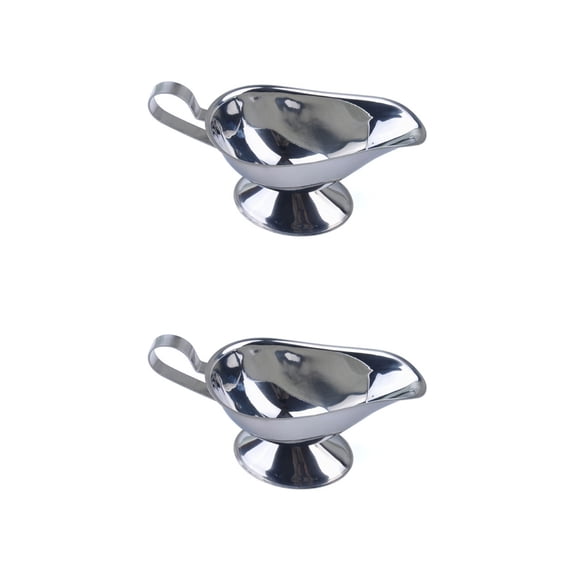 OUNONA 2pcs Thick Stainless Steel Gravy Boat Sauce for Restaurant Jug Server Pourer