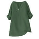 thumbnail image 4 of Blusa de mujer de color liso con cuello en V y manga corta de mezcla de lino: top informal elegante y cómodo con tejido transpirable y diseño clásico con cuello en V, 4 of 4