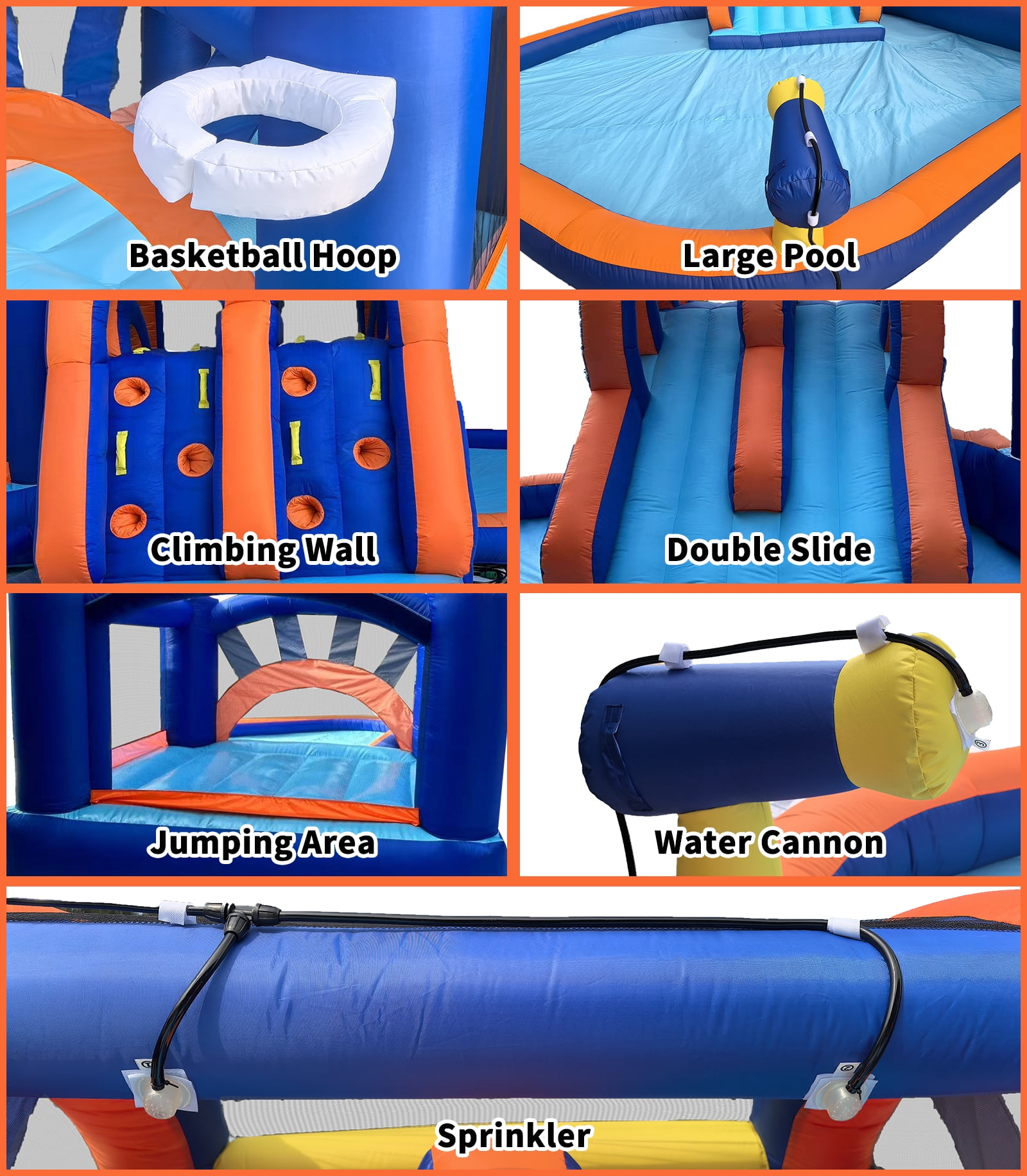Hapcap Inflatable Water Slide Bounce House for Kids, Water Park Splash Pool with Blower, Outdoor Backyard