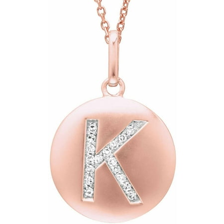 Diamond Accent Rose Gold-Plated Sterling Silver Round Initial K Disc Pendant