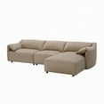thumbnail image 3 of Vety L Shaped Sectional Sofa, Pillow Arm, Light Brown Nubuck Leather, 3 of 7