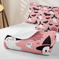 thumbnail image 4 of Erosebridal Kawaii Ghost Bed Spread Queen, Spooky Spiderweb Queen Coverlet Set for Girls, Pink Black, 3 Pieces 1 Quilt and 2 Pillowcases, 4 of 7