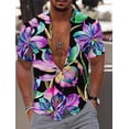 thumbnail image 2 of Camisa de hombre Camisa gráfica Camisa hawaiana Estampado floral Camisa de exterior de manga corta con botones Ropa estampada Casual Transpirable, 2 of 4