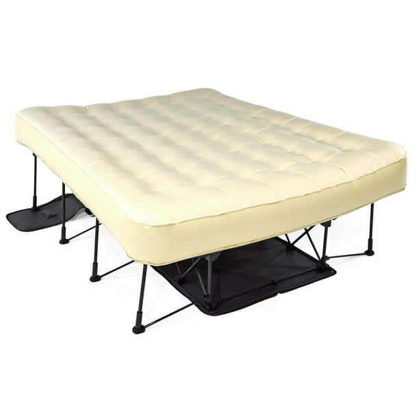Ivation EZBed (Queen) Air Mattress With Frame & Rolling Case, Self Inflatable, Blow Up Bed Auto