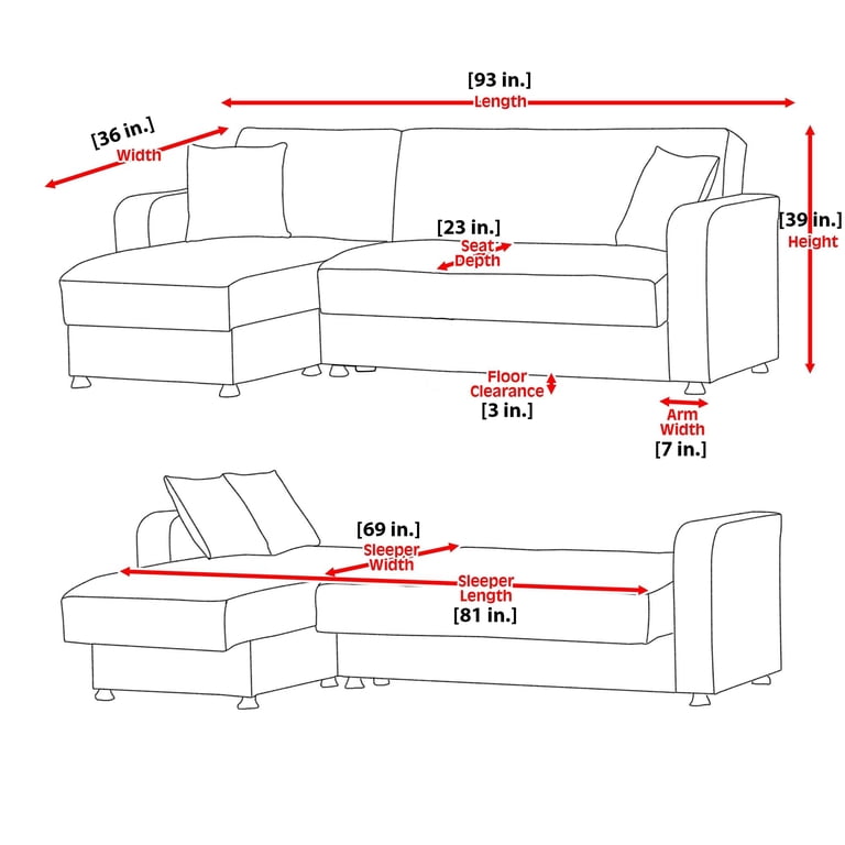 L Shaped Sectional Sofa Dimensions | Baci Living Room
