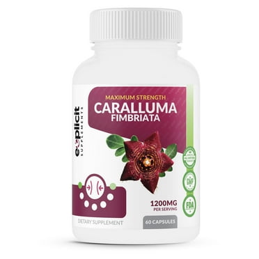 Pure Caralluma Fimbriata Max Strength – Appetite Suppressant, Increase Fat Burn, Weight Loss Supplement, Non-Stim - for Men & Women - 1200mg per Serving, 60 Servings, 60 Capsules