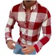 thumbnail image 2 of Blusa y camisa de manga larga con cuello vuelto para hombre, estilo informal, a la moda, con estampado de celosía y botones, con bolsillo tipo cárdigan, blusa de manga larga con cuello vuelto, blusa d, 2 of 6