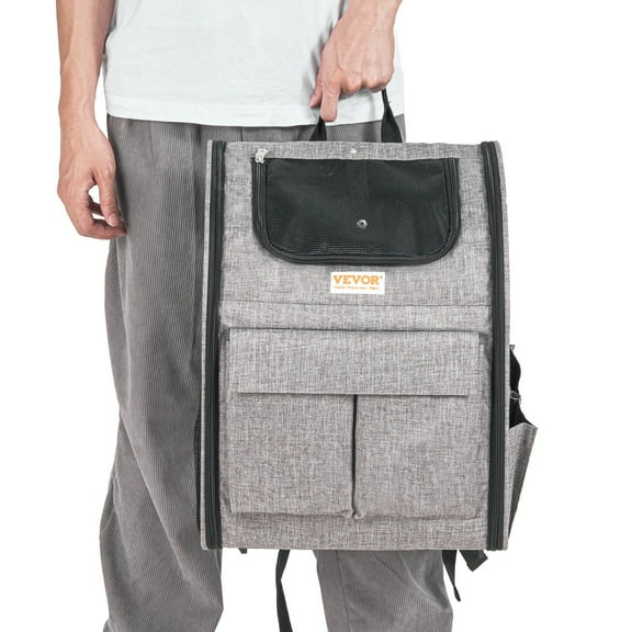 MEKIDULU Rolling Pet Carrier Backpack with Removable Wheels, Airline Approved Cat Travel Carrier for Dogs Under 18 LBS, Large Soft Sided Wheeled Dog Carrier, Grey