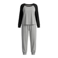 thumbnail image 5 of Njagoc3 Women's Color Block Lounge Set Raglan Sleeve Crew Neck Top and Long Pants 2 Piece Casual Sleepwear, 5 of 6