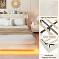 thumbnail image 3 of King Size Floating Bed Frame with RGB LED Lights and Charging Station, Upholstered Platform Bed with Storage Headboard and Button Tufted Design, No Box Spring Needed, Beige, 3 of 8