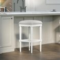 thumbnail image 2 of Banqueta de Bar New Ridge 79 cm Altura Blanca Tapizada Estilo Campestre, 2 of 5