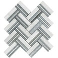 thumbnail image 2 of Apollo Tile   5 pack Blue and White 11.3-in. x 12-in. Herringbone Polished Marble Mosaic Tile (4.71 Sq ft/case), 2 of 3