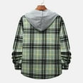 thumbnail image 4 of IROINNID Shacket for Men Button Down Leisure And Winter Long Sleeve Solid Color Shirt Top Plaid Hooded Shirt,Green, 4 of 9