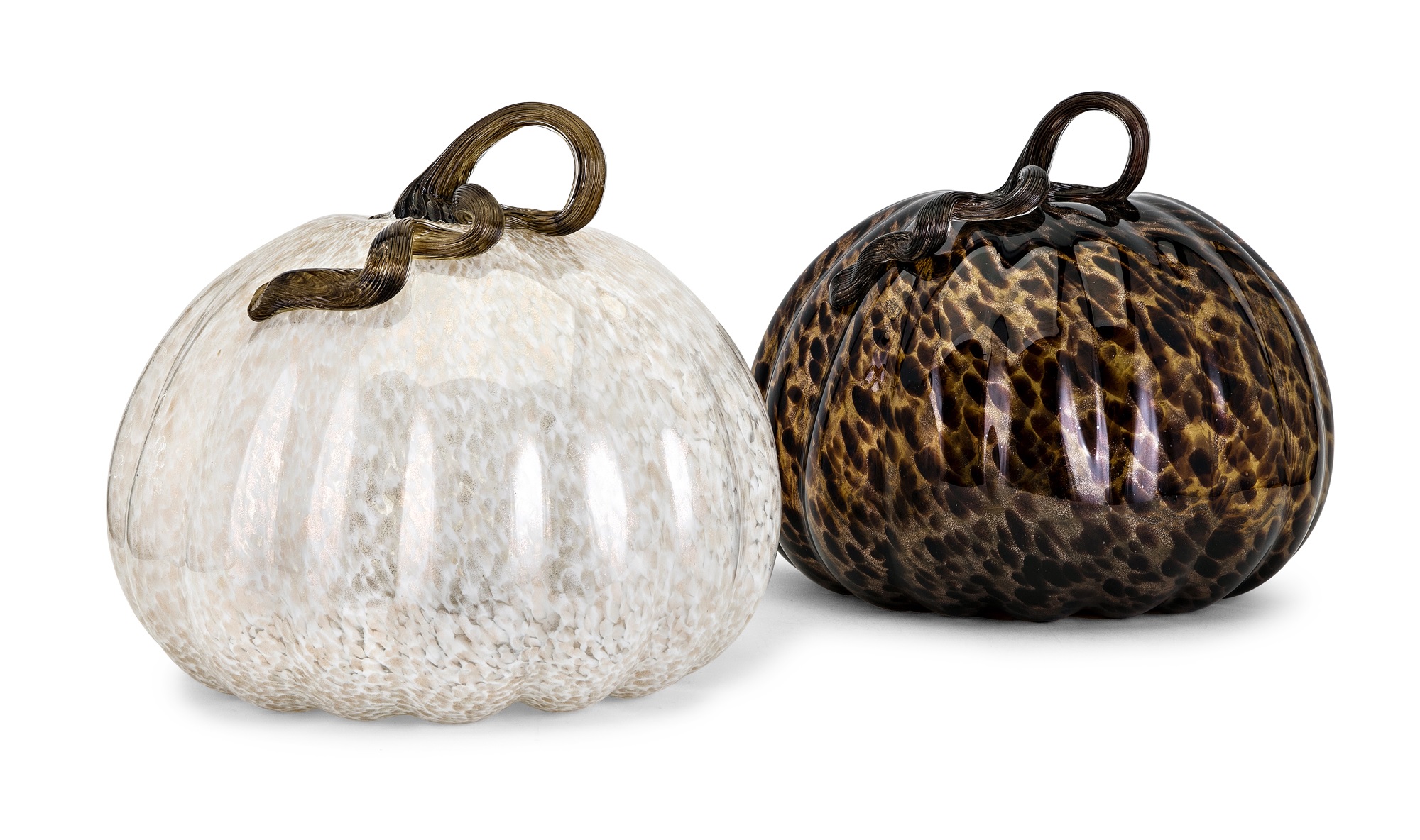 Set of 2 Brown and Ivory White Autumn Glass Pumpkins 14" - Walmart.com