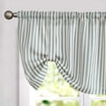 thumbnail image 1 of Vangao Kitchen Valance Linen Stripe Short Curtain 1 Panel Farmhouse Country Pinstripe Light Filtering Rod Pocket Window Treatment 18 inch Blue on Beige, 1 of 7