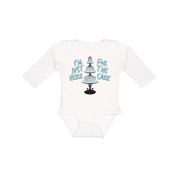 Inktastic I'm Just Here for the Cake Funny Wedding Boys or Girls Long Sleeve Baby Bodysuit