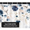 thumbnail image 5 of 72x78 Inches Navy Blue Floral Shower Curtain for Bathroom Watercolor Abstract Eucalyptus Gold Leaves Flowers Plant Aesthetic Shower Curtains Set Waterproof Fabric Bath Curtain with Hooks, 5 of 6