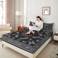 thumbnail image 3 of jejeloiu Modern Paisley King Sheets For Men Women,Personalized Initial C Bedding,Black Gray,4-Piece,1 Flat Sheet, 1 Fitted Sheet and 2 Pillowcases, 3 of 6