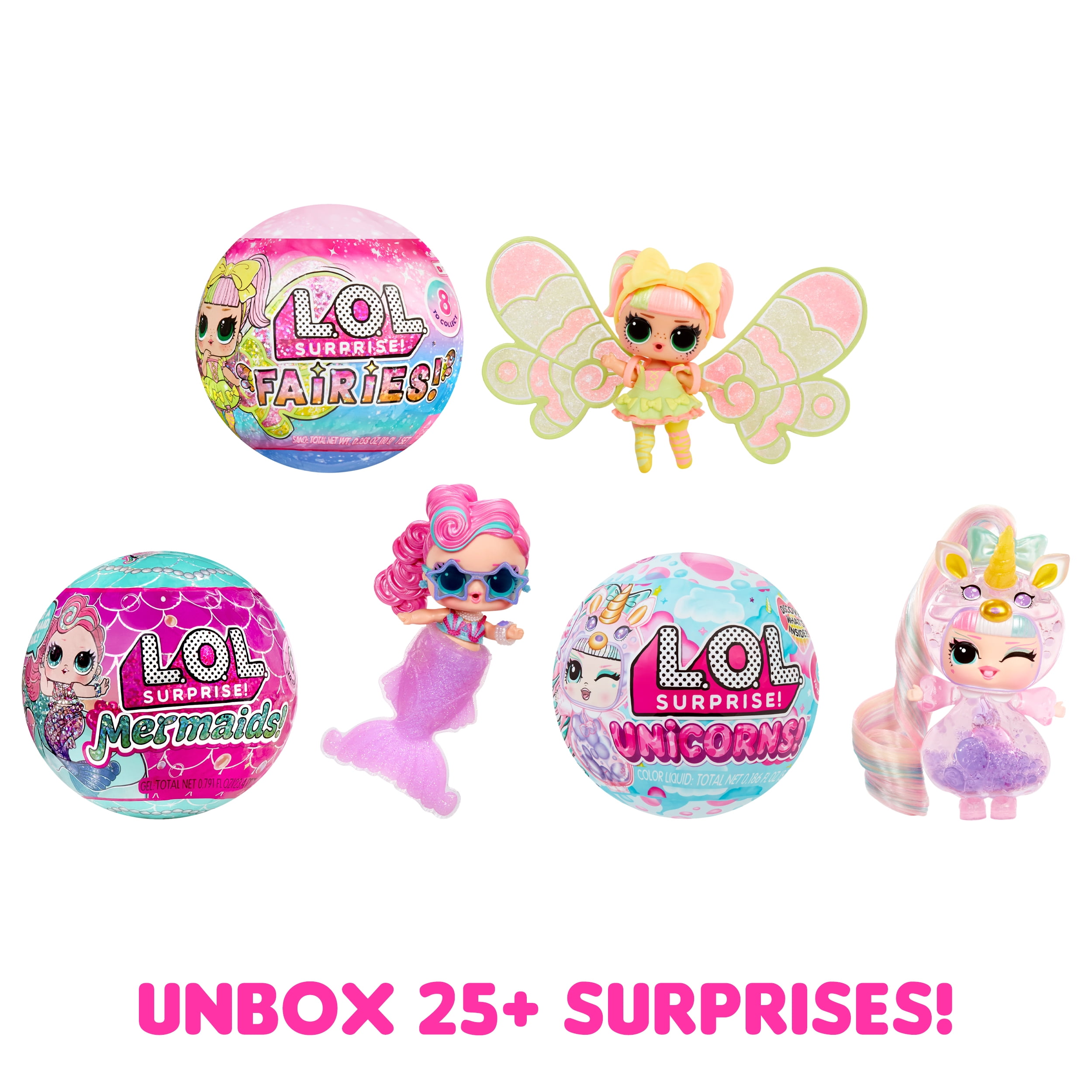 LOL Surprise Tots Just Add Water 3-Pack with 3 Make-Your-Own Fantasy Dolls and 25+ Surprises to Unbox Including Mermaid, Fairy, and Unicorn Dolls and Magical Crafts – Great Gift for Kids Ages 4+