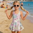 thumbnail image 3 of Tutolipy Floral Pattern Sleeveless Bathing Suit, Sleeveless Bodysuit Design Toddler Girls One Piece Swimsuits for Kids, Comes with Lining Swim Dress Size 10-11 Years, 3 of 8