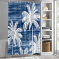 thumbnail image 6 of Summer Palm Trees Shower Curtains for Bathroom, Tropical Coastal Rustic Navy Blue Abstract Waterproof Fabric Shower Curtain for Bathroom Bathtub Decoration, Machine Washable 60"x72", 6 of 9