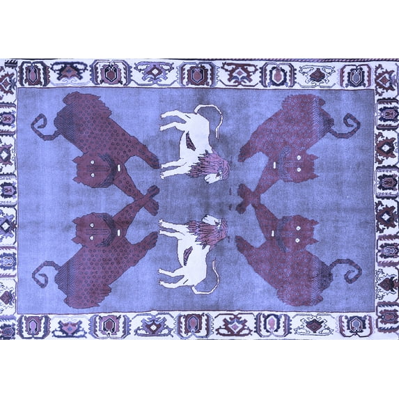 Ahgly Company Indoor Rectangle Persian Blue Traditional Area Rugs, 4' x 6'