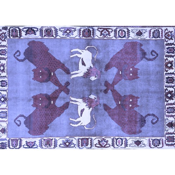 Ahgly Company Indoor Rectangle Persian Blue Traditional Area Rugs, 5' x 7'