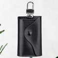 thumbnail image 4 of Funda de cuero para llaves de coche, universal, para colgar en la cintura, para hombre y mujer (negro), 4 of 7