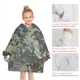 thumbnail image 6 of Gray Green Camo Textured Pattern Blanket Hoodies for Kids 6-13YR Oversize Wearable Blanket Hoodies for Boys Girls Teens, 6 of 7