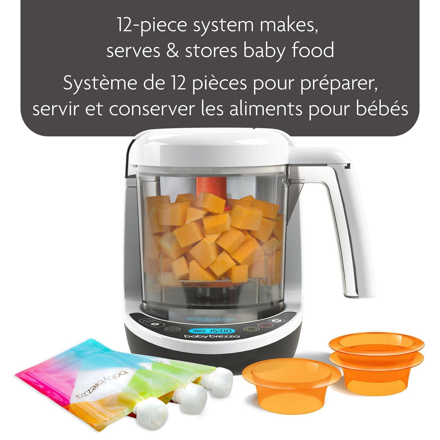 Baby Brezza One Step Baby Food Maker Deluxe, with Pouch + Funnel System - White