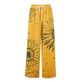 thumbnail image 7 of Petite High Waisted Wide Leg Palazzo Pants, Summer Casual Boho Beach Style, Polyester Spandex, Yellow 2XL, Size S-3XL, 7 of 7
