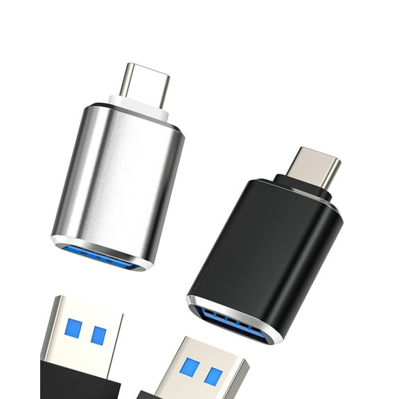 USB C Male to USB-A Female Adapter(2Pack)Type C Cable Thunderbolt 3.0 OTG Converter Charging Port Car Plug for Apple for iPhone 16 15 for iPad macbook Accessories Data Transfer Compatible for Samsung