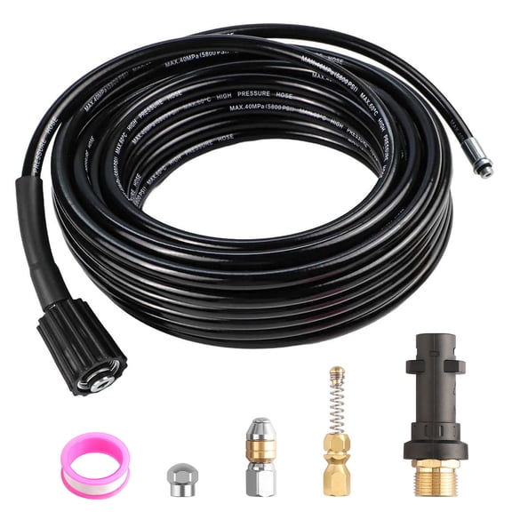 ASKITO Sewer Jetter Kit 33FT High Pressure Washer Drain Cleaning Hose Kit 1/4 Inch Sewer Jetter Nozzle Kit Pipes Gutters Cleaning Tool Compatible with K2 - K7 Series Pressure Washer