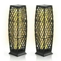 YYAo Lamp, Floor Lamp for Living Room, 2 Pieces Solar-Powered Diamond Wicker Floor Lamps with Auto LED Light-Black
