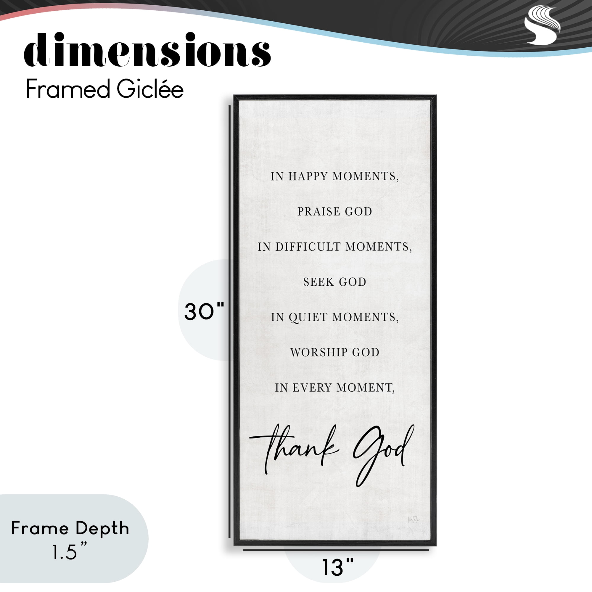 Stupell Industries Every Moment Thank God Black Framed Giclee Art, design by Natalie Carpentieri