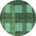 thumbnail image 1 of Ahgly Company Indoor Round Abstract Turquoise Blue Modern Area Rugs, 7' Round, 1 of 4