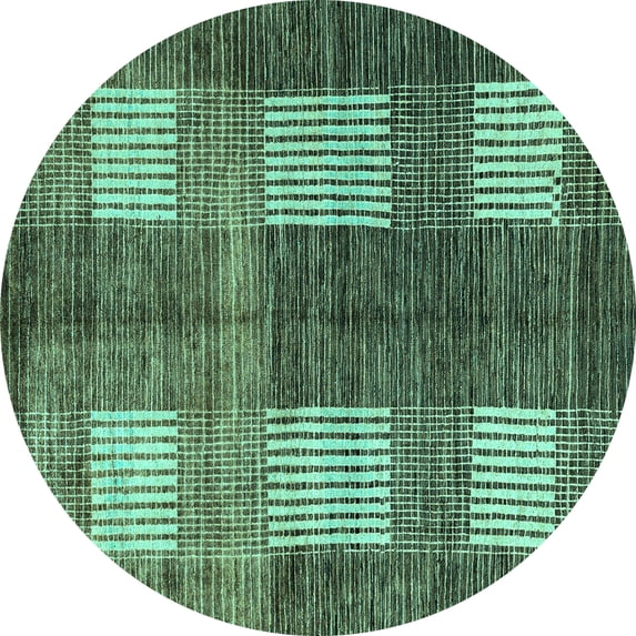 Ahgly Company Indoor Round Abstract Turquoise Blue Modern Area Rugs, 7' Round