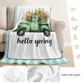 thumbnail image 5 of Hello Spring Blanket Soft Cozy Warm Throw Blanket for Couch, Plush Fuzzy Flannel Fleece Blankets for Sofa, Easter Flowers Green Truck Floral Blue Plaid Bed Blankets Lightweight Gifts for Men, 50"x60", 5 of 9