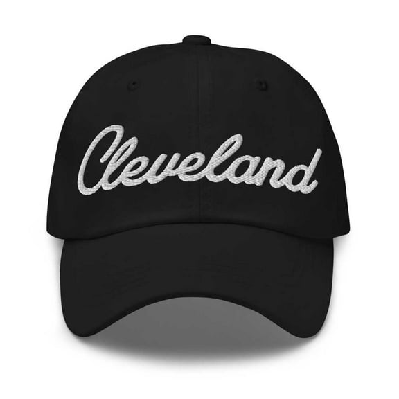 Cleveland Baseball Cap Cleveland Dad Hat Bold Script California CA Hat Embroidered Souvenir Gift Black