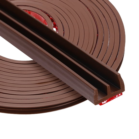 Uxcell 19.7FT Silicone E Shape Weather Stripping, Self Adhesive Door Seal, Brown
