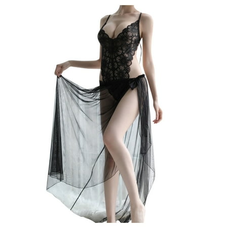 

adviicd Womens Nightgowns Women Lace Modal Sleepwear Chemises V-Neck Full Slip Nightgown Black One Size