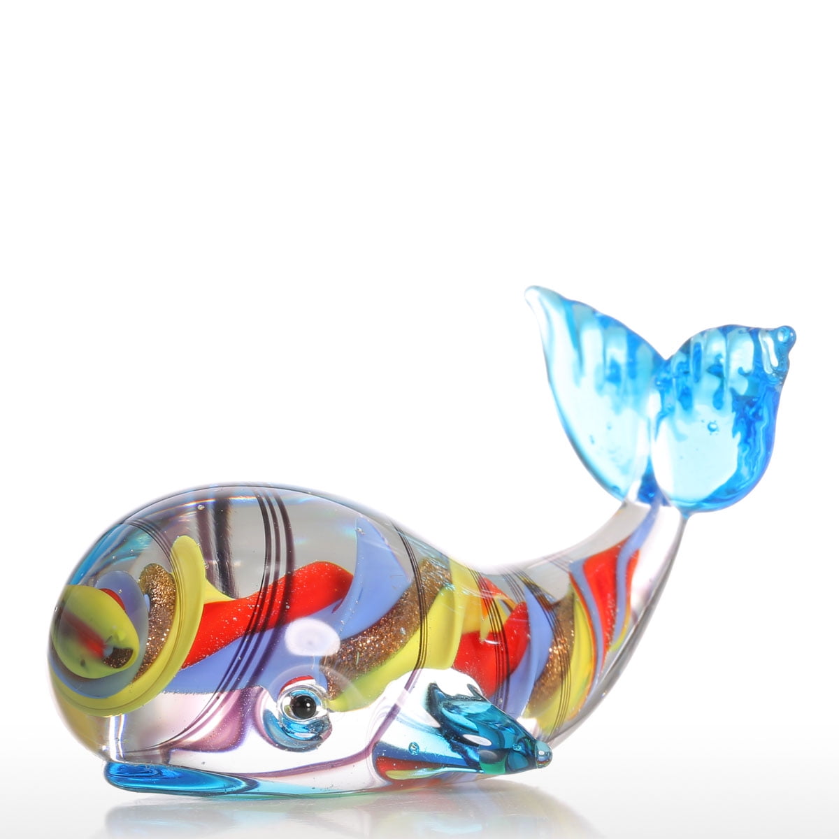 Tooarts Colorful Whale Gift Glass Ornament Figurine Handblown Home Decor P1T1